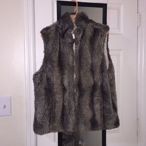 Gray faux fur vest